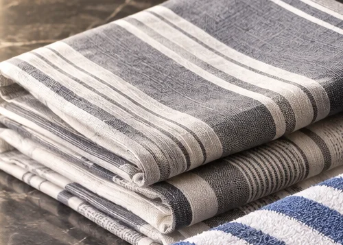 Paño de cocina de lino (2 uds.) en gris y blanco